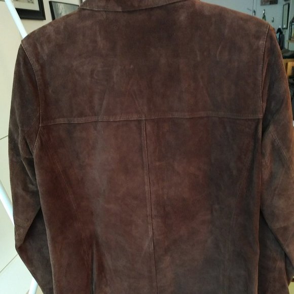 Jackets & Blazers - Vintage Brown Suede Leather Jacket Button Up Size M